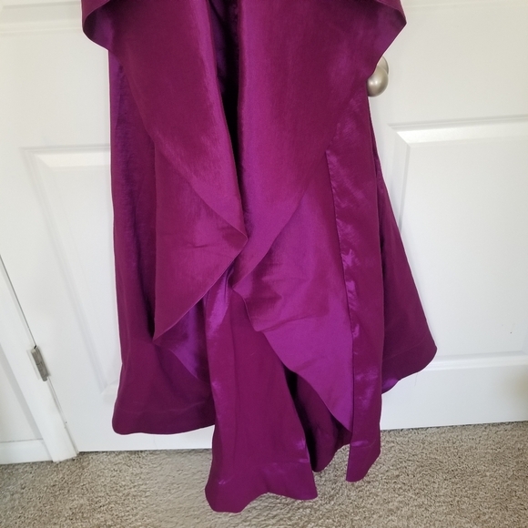 Mac Duggal Purple Strapless Formal Gown Cascading Waterfall Draped Back Size 6 - Picture 7 of 14